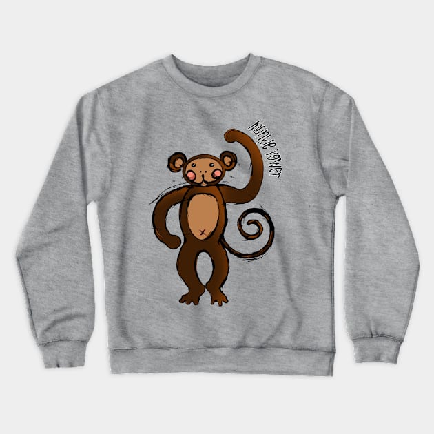 Munkie Power Crewneck Sweatshirt by AntonAbelaArt